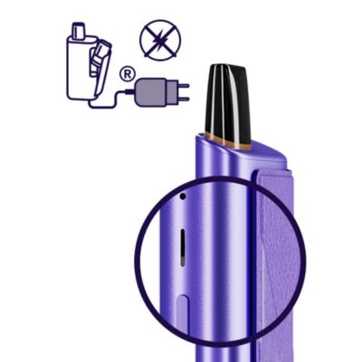 Guide illustré des problèmes de charge du VEEV ONE PLUS montrant un appareil violet avec un port et un pod