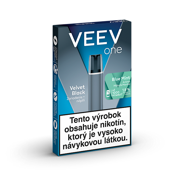 E-cigareta VEEV ONE Velvet Black + 1 náplň Blue Mint 1.8%  