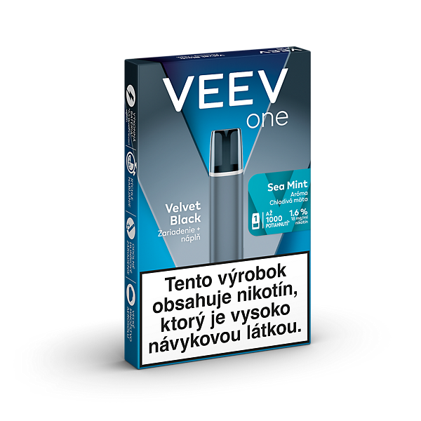 E-cigareta VEEV ONE Velvet Black + 1 náplň Sea Mint 1.6%  
