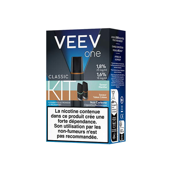 Kit VEEV ONE 2 pods Saveurs Menthe 20mg & Tabac Crème 18mg   Kit VEEV ONE 2 pods Saveurs Menthe 20mg & Tabac Crème 18mg