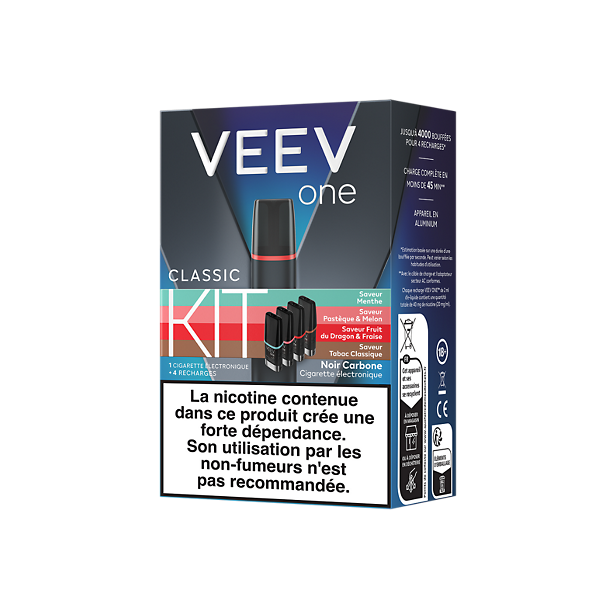 Kit VEEV ONE 4 pods Saveurs mixtes 20mg   Kit VEEV ONE 4 pods Saveurs mixtes 20mg