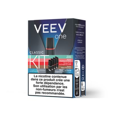 VEEV ONE Kit Saveurs Classiques 1,8% 1 cigarette électronique + 4 recharges (NOIR)