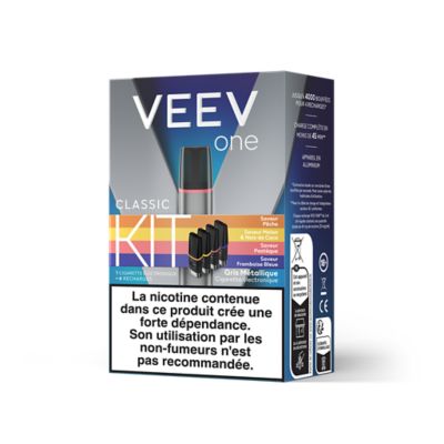 VEEV ONE Kit Saveurs Fruitées 1,8% 1 cigarette électronique + 4 recharges (GRIS)