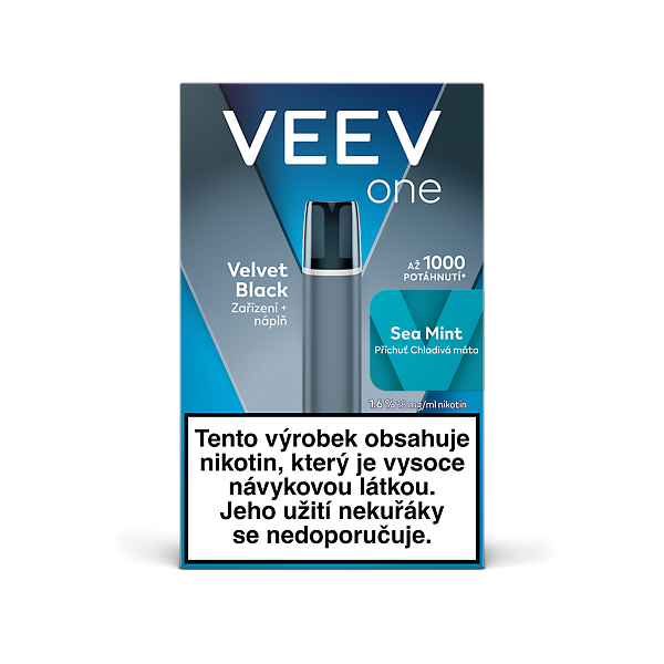 VEEV One Velvet Black + 1 náplň Sea Mint 1.6 %  