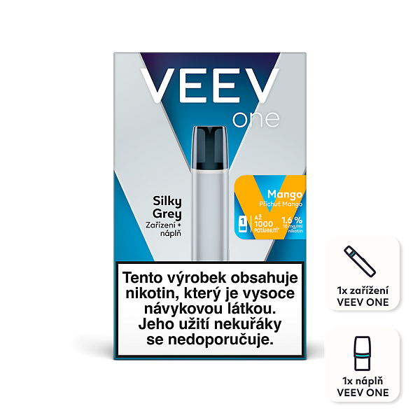 VEEV One e-cigareta Silky Grey + 1 náplň Mango 1.6% 