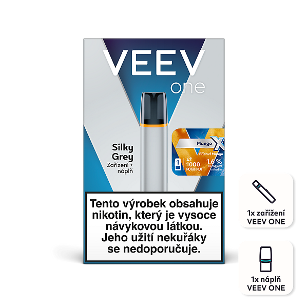 VEEV One e-cigareta Silky Grey + 1 náplň Mango X 1.6% 