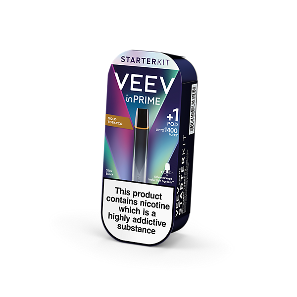 VEEV inPRIME Starter Kit Black with 1 Gold Tobacco Pod  