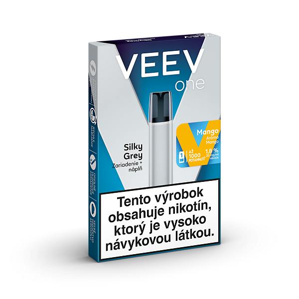 Zariadenie VEEV One Silky Grey + 1 náplň Mango 1.8%  