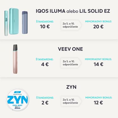 Tabuľka s produktmi IQOS