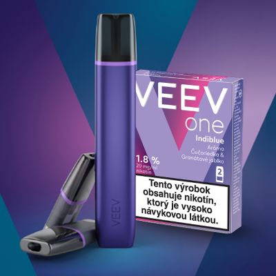 Zariadenie VEEV ONE na fialovom pozadí