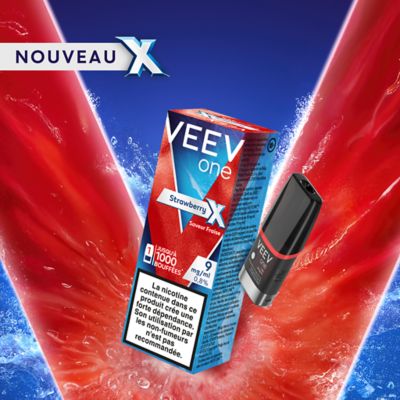 image de la saveur Fraise X VEEV ONE en 9mg/ml sur son fond de saveur
