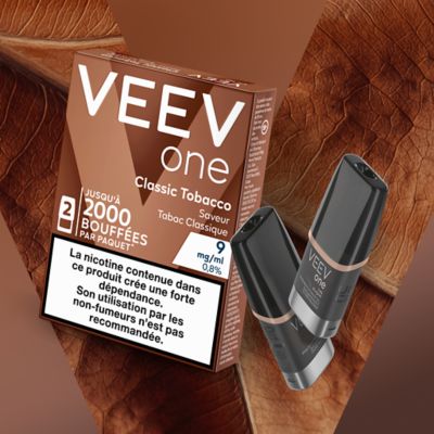 image de la saveur Tabac Classique VEEV ONE en 9mg/ml sur son fond de saveur