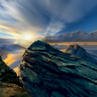 Krabička TEREA Wind Fuse na pozadí krajiny při západu slunce