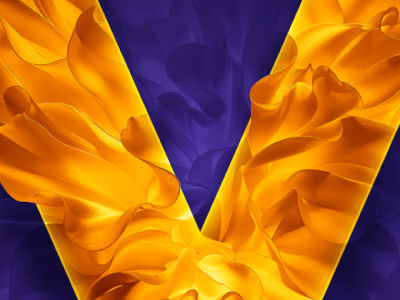 VEEV NOW ULTRA naranja V logo de VEEV sobre un fondo morado